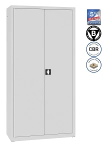 Metalowa szafa aktowa do biura SBM 204 M LX RODO półki + schowek na dokumenty i segregatory