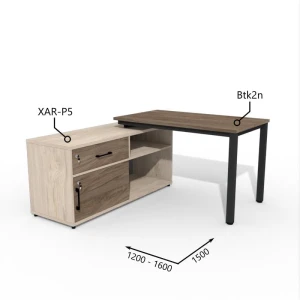 Biurko z Komodą i Szufladą 1200–1600 x1500mm Antrax Texar  Btk2n, XAR-P5 -Zestaw-3-L