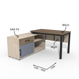 Biurko z Komodą i Szufladą 1200–1600 x 1500mm Antrax Texar Btk2n XAR-P3 Wgl1  Zestaw-5-L