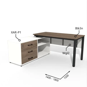 Biurko z Komodą i Szufladami  1400–1800 x1500mm Antrax Texar Btk3n XAR-P1 Wgl2  Zestaw-13-L