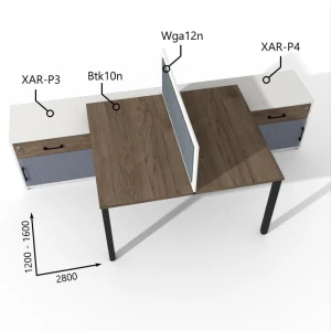 Biurko dwustanowiskowe z Komodą i Szufladami 1200–1600 x 2800mm Antrax Texar Btk10n, XAR-P3, XAR-P4, Wga12n - Zestaw-29