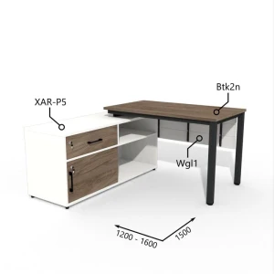 Biurko z Komodą i Szufladą 1200–1600 x1500mm Antrax Texar  Btk2n XAR-P5 Wgl1  Zestaw-6-L