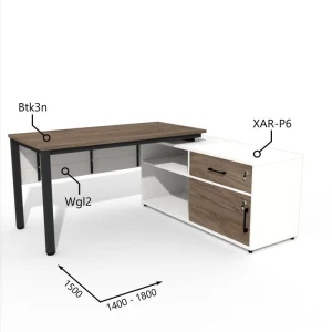 Biurko z Komodą i Szufladą 1400–1800 x1500mm Antrax Texar  Btk3n XAR-P6 Wgl2  Zestaw-15-P