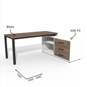 Biurko z Komodą i Szufladami 1600–2000 x1500mm Antrax Texar  Btk4n XAR-P2  Zestaw-19-P