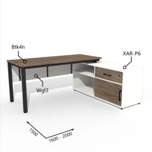 Biurko z Komodą i Szufladą 1600–2000 x1500mm Antrax Texar   Btk4n XAR-P6 Wgl3 Zestaw-24-P