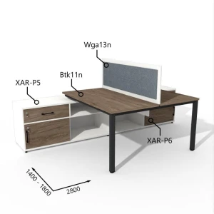 Biurko dwustanowiskowe z Komodą i Szufladami 1400–1800 x 2800mm Antrax Texar Btk11n XAR-P5 XAR-P6 Wga13n  - Zestaw-33