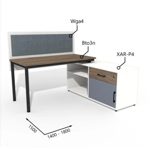 Biurko z Komodą i Szufladami 1400–1800 x1500mm Antrax Togar Bto2n XAR-P4 Wga3  Zestaw-117-P