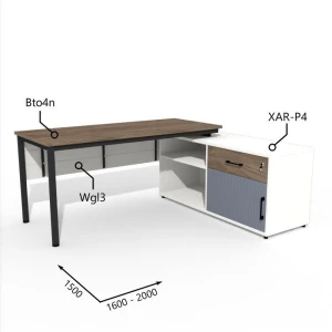 Biurko z Komodą i Szufladą 1600–2000 x 1500mm Antrax Togar  Bto4n XAR-P4 Wgl1  Zestaw-123-P