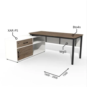 Biurko z Komodą i Szufladą 1600–2000 x1500mm Antrax Togar Bto4n XAR-P5 Wgl1  Zestaw-124-L