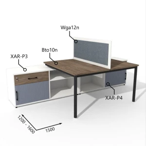 Biurko dwustanowiskowe z Komodą i Szufladami 1200–1600 x 2800mm Antrax Togar Bto10n, XAR-P3, XAR-P4, Wga12n - Zestaw-129