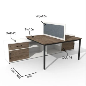Biurko dwustanowiskowe z Komodą i Szufladami 1200–1600 x 2800mm Antrax Togar Bto10n, XAR-P5, XAR-P6, Wga12n - Zestaw-130