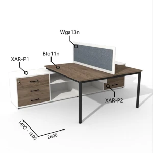 Biurko dwustanowiskowe z Komodą i Szufladami 1400–1800 x 2800mm Antrax Togar Bto11n XAR-P1 XAR-P2 Wga13n - Zestaw-131