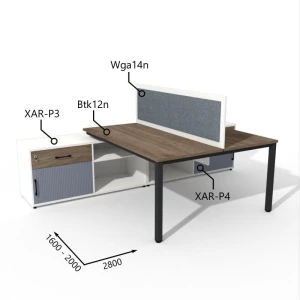 Biurko dwustanowiskowe z Komodą i Szufladami 1400x–1800 x 2800mm Antra Togar Bto12n XAR-P3 XAR-P4 Wga14n - Zestaw-135