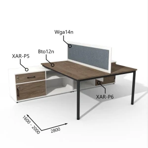 Biurko dwustanowiskowe z Komodą i Szufladą 1600–12000 x 2800mm Antrax Togar Bto12n XAR-P5 XAR-P6 Wga14n  - Zestaw-136