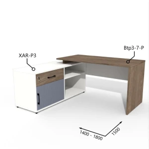 Biurko z Komodą i Szufladą 1400–1800 x1500mm Antrax Simplix Btp3-7-P XAR-P3  -  Zestaw-202-L