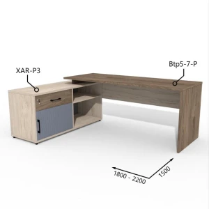 Biurko z Komodą i Szufladą 1800–2200 x 1500mm Antrax Simplex Btp5-7-P XAR-P3 Zestaw-214-L