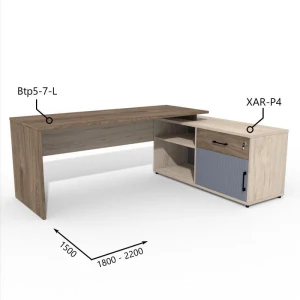 Biurko z Komodą i Szufladą 1800–2200 x 1500mm Antrax Simplex Btp5-7-L XAR-P4 Zestaw-214-P