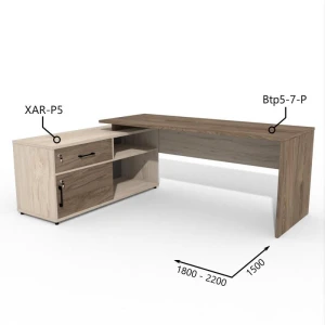 Biurko z Komodą i Szufladą 1800–2200 x1500mm Antrax Simplex Btp5-7-P XAR-P5 Zestaw-215-L