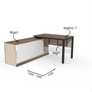 Biurko z Komodą i Szufladą 1200–1600 x1700mm Antrax WG Wgbn2-7 Wgp3 Wgl1 -Zestaw-304-L