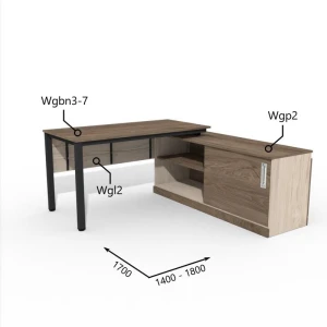 Biurko z Komodą i Szufladą 1400–1800 x1700mm Antrax WG Wgbn3-7 Wgp2 Wgl2 -Zestaw-309-P