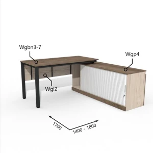 Biurko z Komodą i Szufladą 1400–1800 x1700mm Antrax WG Wgbn3-7 Wgp4 Wgl2 -Zestaw-310-P