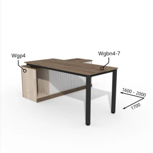Biurko z Komodą i Szufladą 1600–2000 x1700mm Antrax WG Wgbn4-7 Wgp4 -Zestaw-314-P