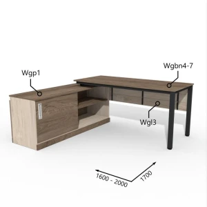 Biurko z Komodą i Szufladą 1600–2000 x1700mm Antrax WG Wgbn4-7 Wgp1 Wgl3 -Zestaw-315-L