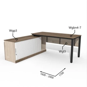 Biurko z Komodą i Szufladą 1600–2000 x1700mm Antrax WG Wgbn4-7 Wgp3 Wgl3 -Zestaw-316-L
