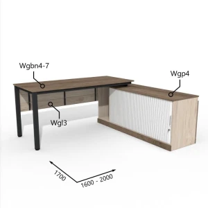 Biurko z Komodą i Szufladą 1600–2000 x1700mm Antrax WG Wgbn4-7 Wgp4 Wgl3 -Zestaw-316-P