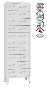 Szafka metalowa 20-skrytkowa śniadaniowa MSus 3210 na nóżkach, gł.300 mm  