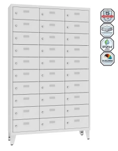 Szafka metalowa 30-skrytkowa śniadaniowa MSus 4310 na nóżkach, gł.500 mm 
