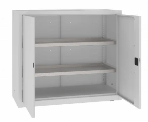 Metalowa niska szafa warsztatowa z półko-wanienkami MSW 112/5-19 