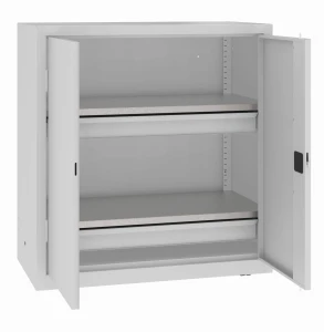 Metalowa niska szafa warsztatowa z półkami i szufladami MSW 112/5-27