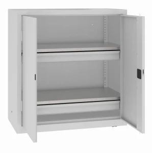 Metalowa niska szafa warsztatowa z półkami i szufladami MSW 110/5-27